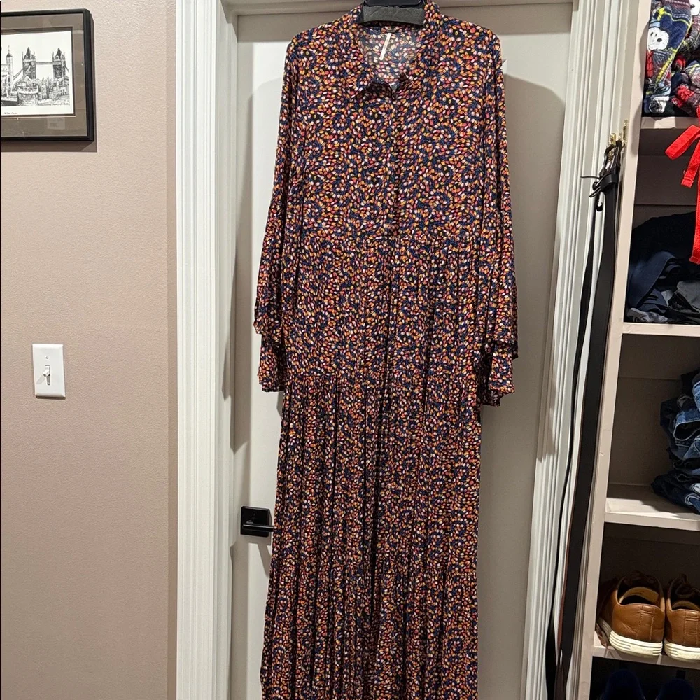 Free People Floral Long Sleeve Maxi Dress L - Picture 2 of 10